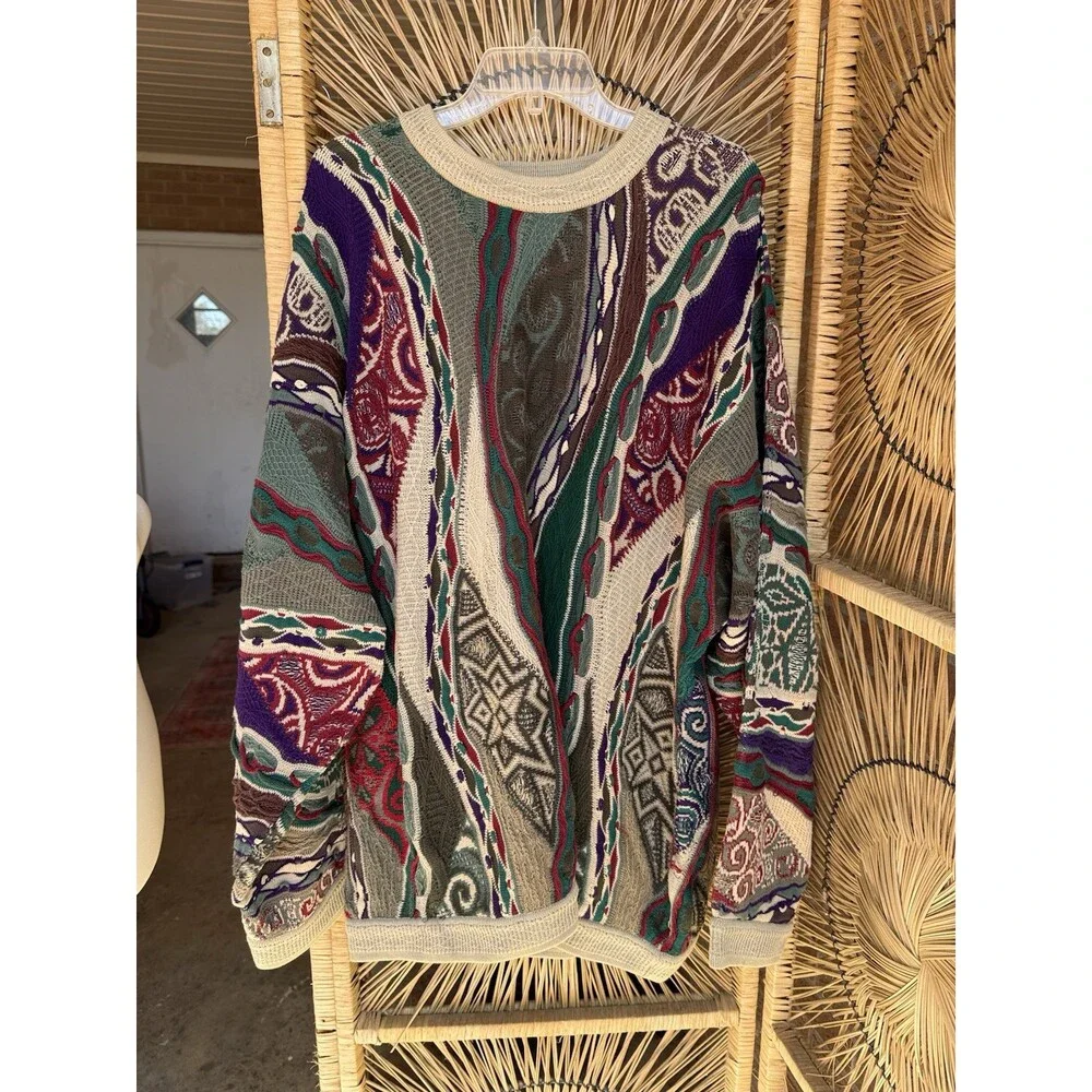 COOGI Australia Vintage Sweater 2XL Multicolor 100% Mercerized Cotton EUC